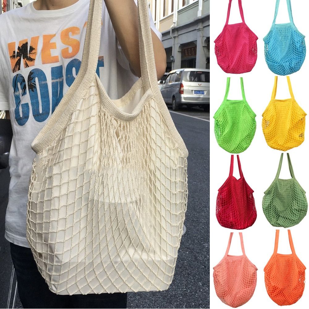 Crochet Market Bag - Duurzame katoenen boodschappentassen Mesh touw Herbruikbare