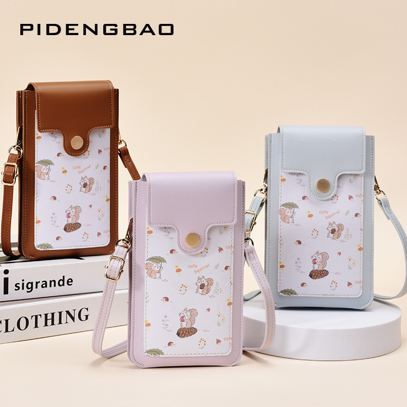 Women Bags New - Nieuwe schattige eekhoornpatroon touchscreen dames crossbody