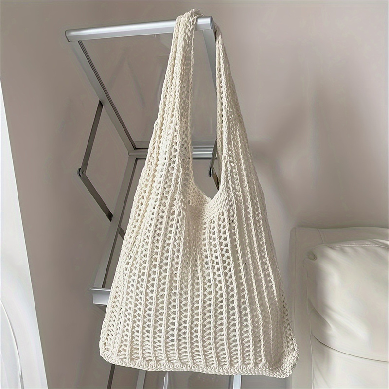 Crochet Market Bag - Effen kleur grote capaciteit breien schoudertas