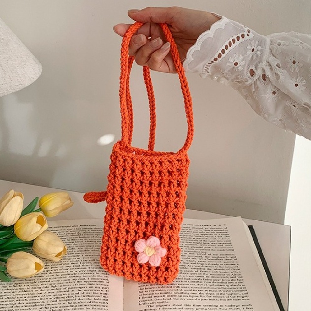 Crochet Market Bag - Leuke bloem weven crossbody tas holle