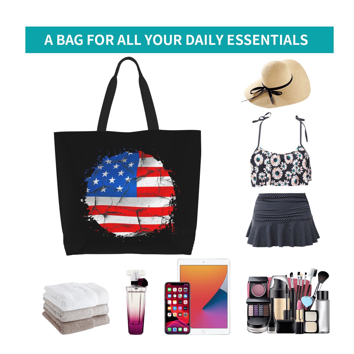 Women Bags Usa - USA Amerika Amerikaanse vlag boodschappentas canvas