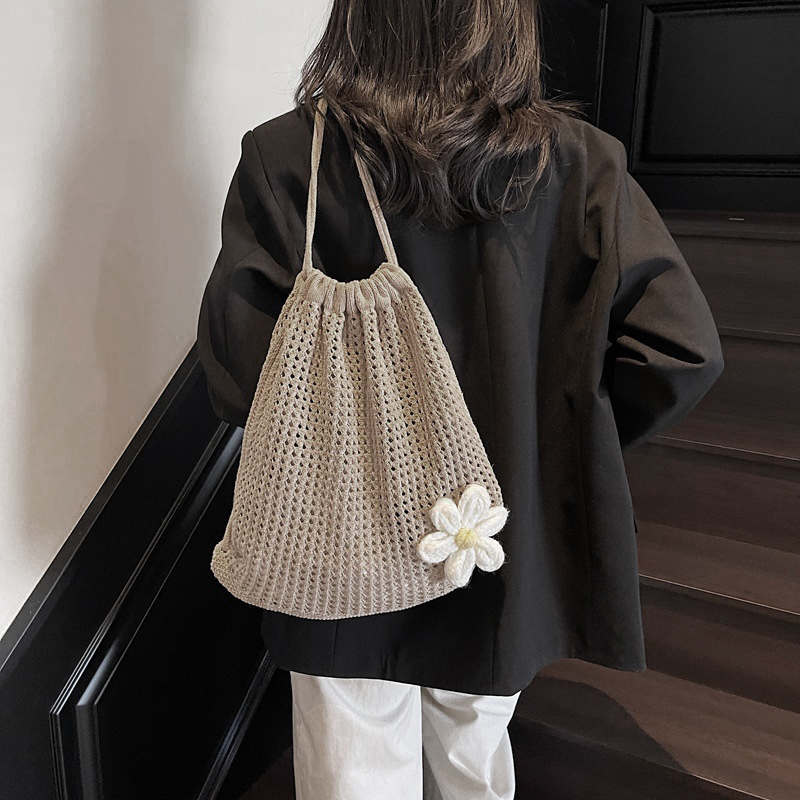 Effen kleur gebreide schoudert - Crochet Market Bag recensie en prijs