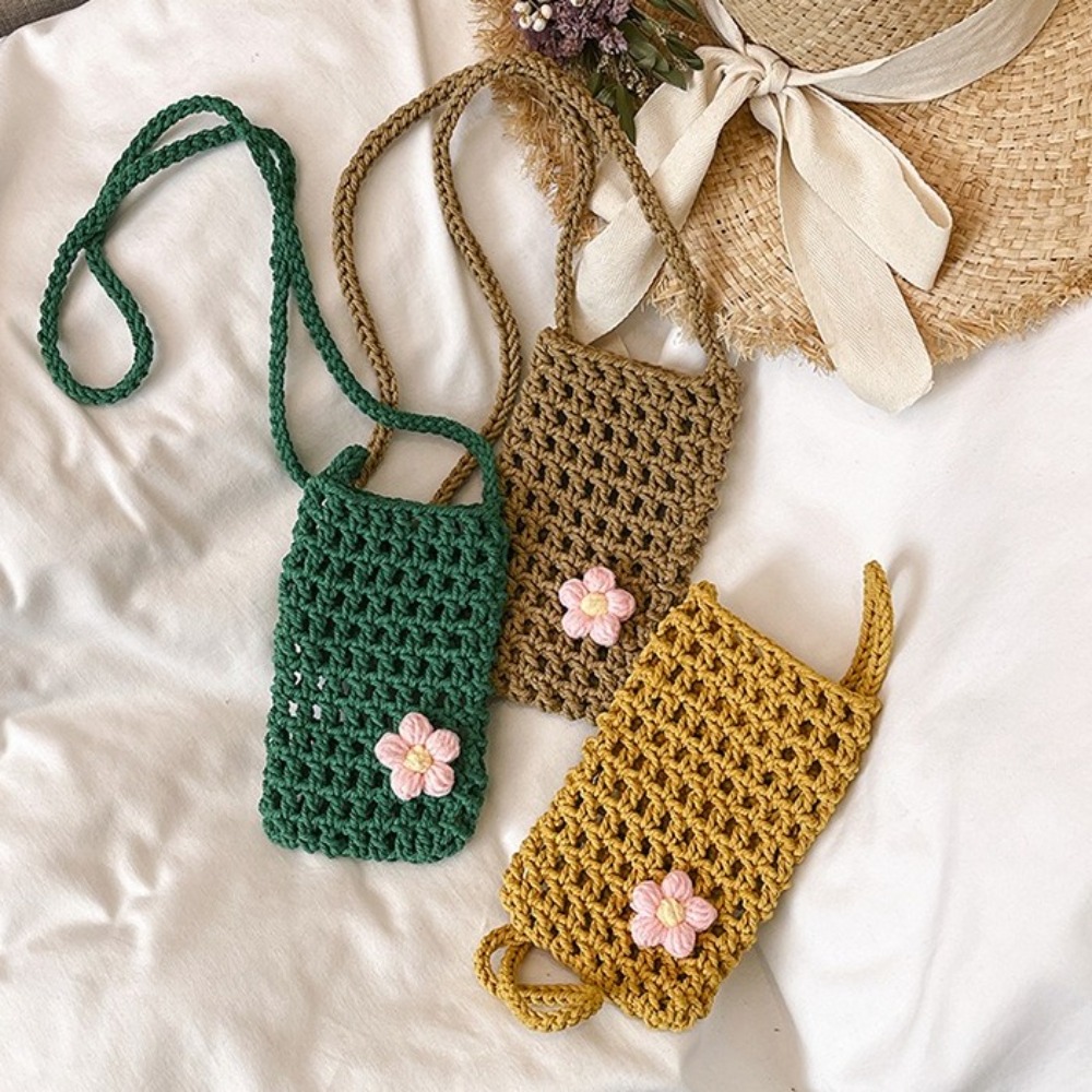 Leuke bloem weven crossbody ta - Crochet Market Bag recensie en prijs